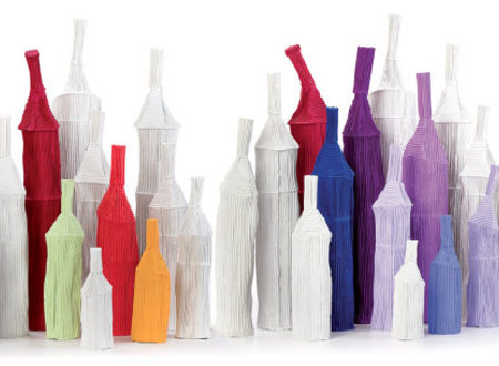 Italian ceramicist Paola Paronetto’s Cartocci collection of paper clay objects has grown over time and most recently with new, oversized bottles and bowls.